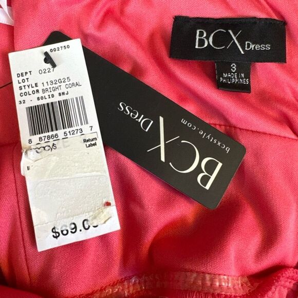 BCX Juniors Dress Size 3 Bright Coral Beaded Empire Waist Cocktail Party Cute - Picture 5 of 7